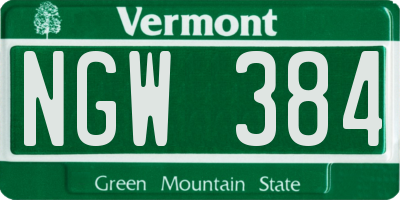 VT license plate NGW384
