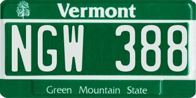 VT license plate NGW388