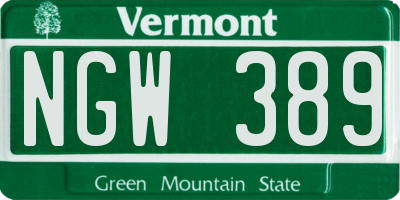 VT license plate NGW389