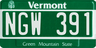VT license plate NGW391