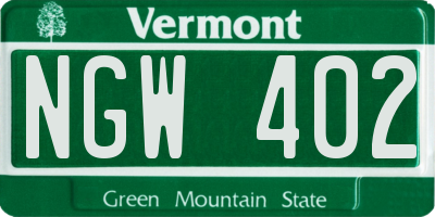 VT license plate NGW402