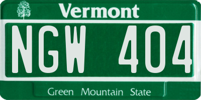 VT license plate NGW404