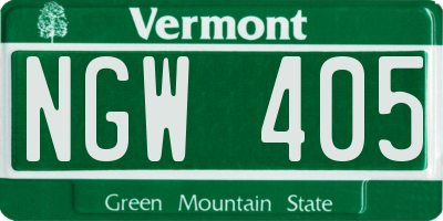 VT license plate NGW405