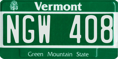 VT license plate NGW408