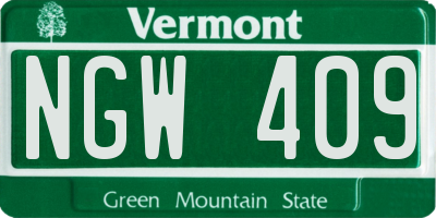 VT license plate NGW409