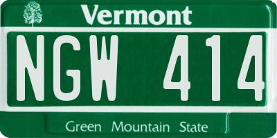 VT license plate NGW414