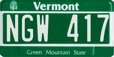 VT license plate NGW417