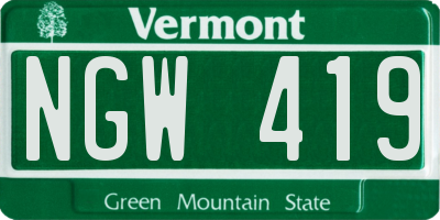 VT license plate NGW419
