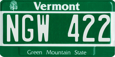VT license plate NGW422