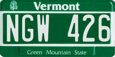 VT license plate NGW426