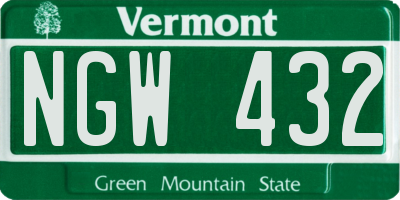 VT license plate NGW432
