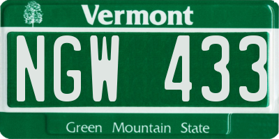 VT license plate NGW433