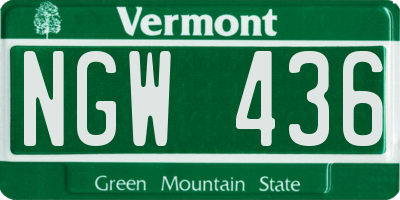 VT license plate NGW436