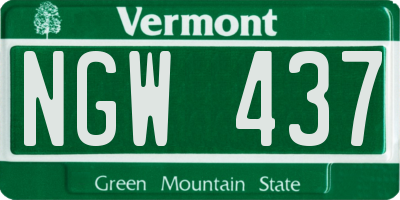 VT license plate NGW437