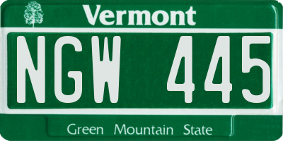 VT license plate NGW445