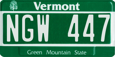 VT license plate NGW447