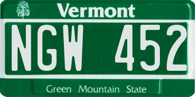 VT license plate NGW452