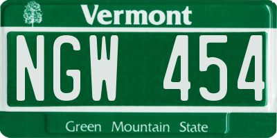 VT license plate NGW454