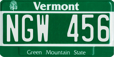 VT license plate NGW456