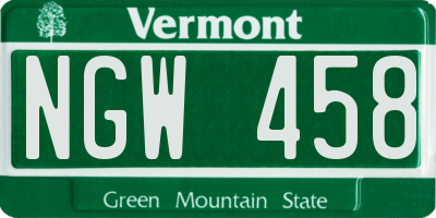 VT license plate NGW458
