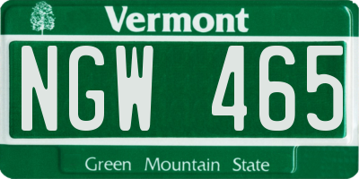 VT license plate NGW465