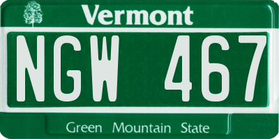 VT license plate NGW467