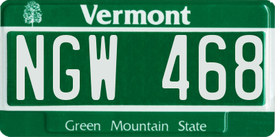 VT license plate NGW468