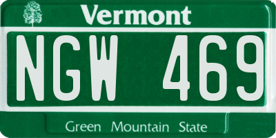 VT license plate NGW469