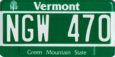 VT license plate NGW470