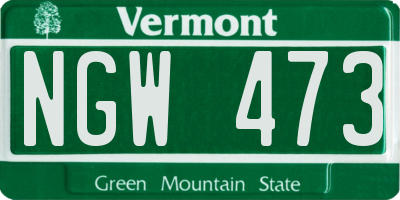 VT license plate NGW473
