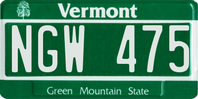 VT license plate NGW475
