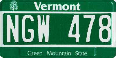 VT license plate NGW478