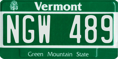 VT license plate NGW489