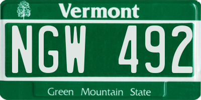 VT license plate NGW492
