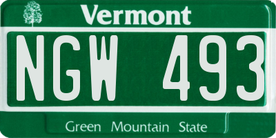 VT license plate NGW493