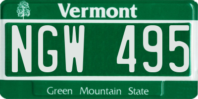 VT license plate NGW495