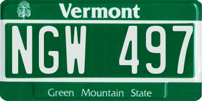 VT license plate NGW497
