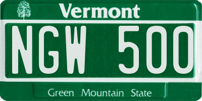 VT license plate NGW500