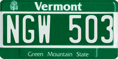 VT license plate NGW503