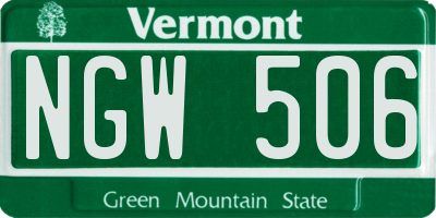 VT license plate NGW506