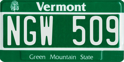 VT license plate NGW509
