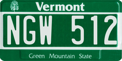 VT license plate NGW512