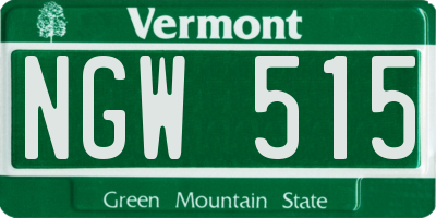 VT license plate NGW515