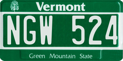 VT license plate NGW524