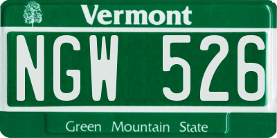 VT license plate NGW526