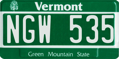 VT license plate NGW535
