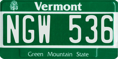 VT license plate NGW536