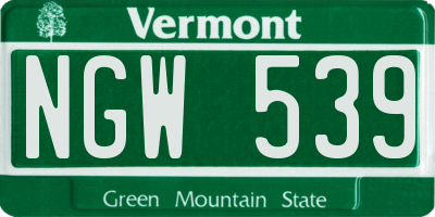 VT license plate NGW539