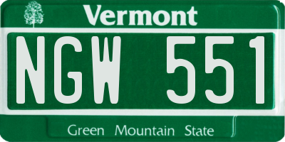 VT license plate NGW551