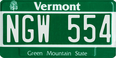 VT license plate NGW554